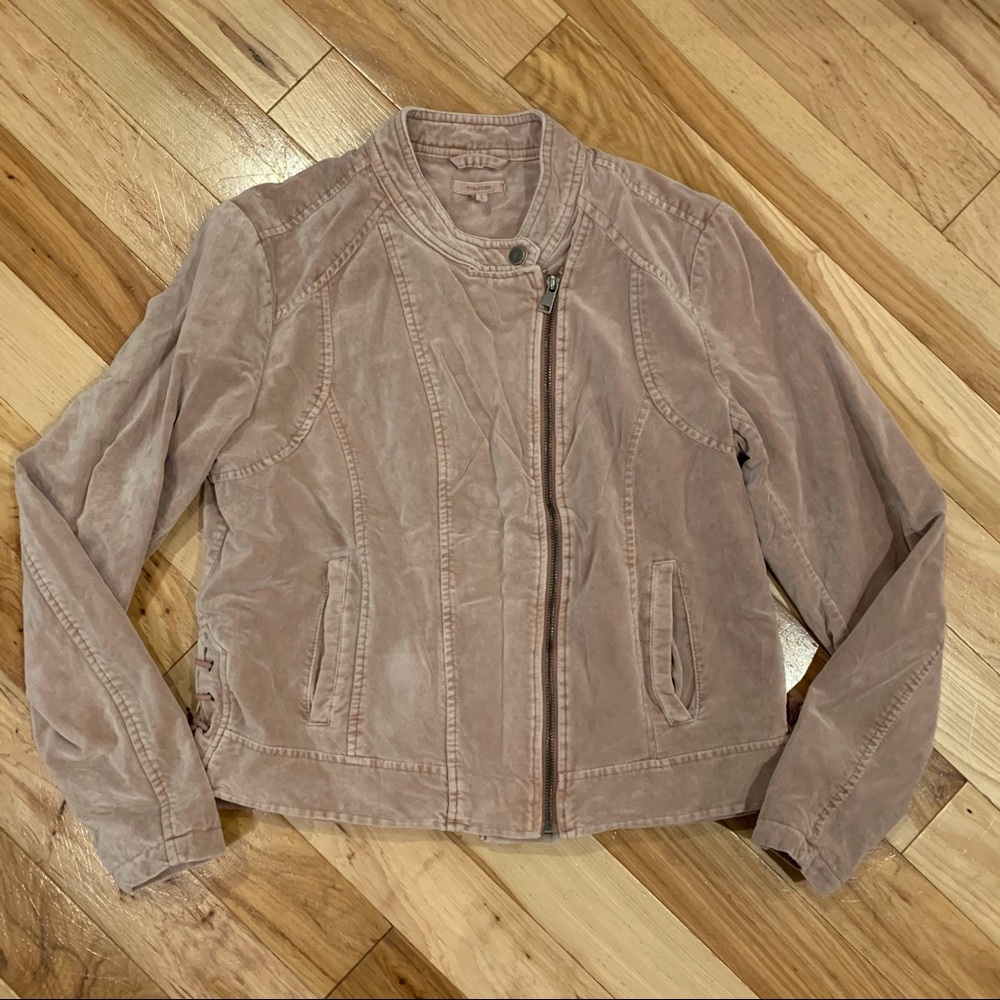 MAURICES Moto Jacket Velvet Blush Pink Cropped
